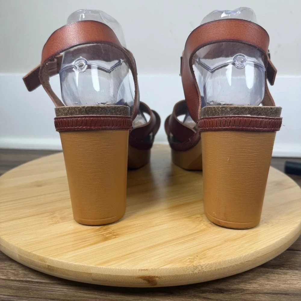 Comfort Plus Platform Sandals Womens 11 Brown Block Heel 70s Boho 70s Festival
